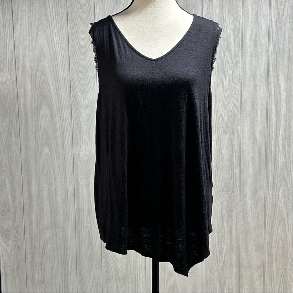 Candies Black Asymmetrical Tank Top With Lace Size XL - Picture 1 of 9